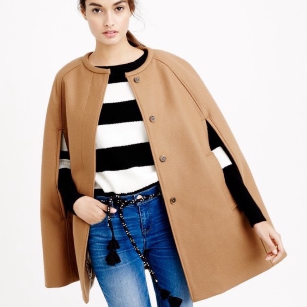 J. Crew Camel Cape Jacket Wool Melton - Picture 1 of 12